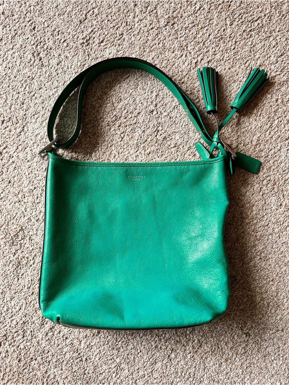 Coach Legacy Bright Emerald Kelly Green Leather Duffle Bag 19889